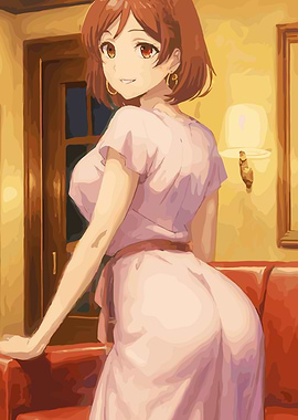 Anime Girl in Pink Dress