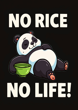 Panda with Rice Bowl Cartoon