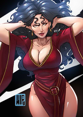 Woman in Red Dress Digital Art