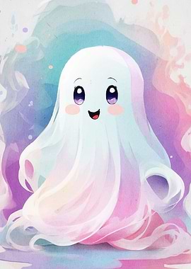 Cute Pastel Ghost Watercolor