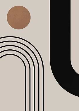 Abstract Geometric Art with Arches and Circle