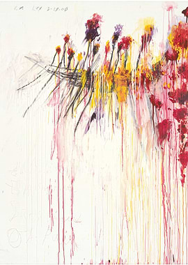 Abstract Floral Painting with Dripping Paint, cy twombly paintings