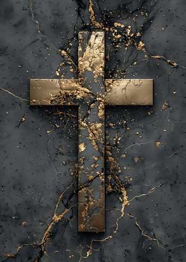 Gold Marble Christian Cross