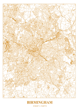 Birmingham City Map - Golden Lines