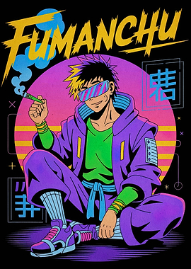 Fumanchu Vaporwave Anime Style Illustration