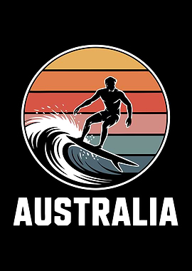 Australia Surfing Retro Graphic