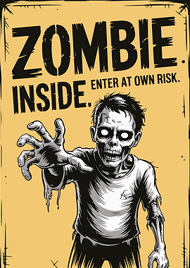 Zombie Inside Warning Poster