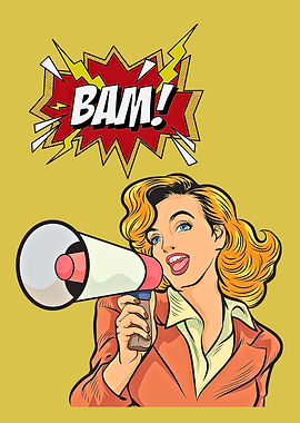 Pop Art Woman with Megaphone