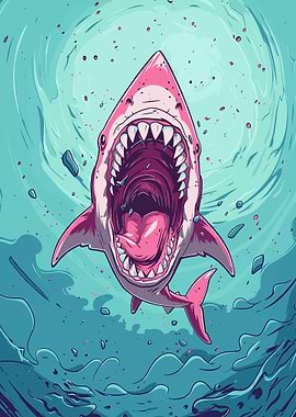 Cartoon Shark with Open Mouth