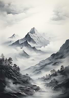 Mountain Landscape and Fog