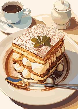 Mille-Feuille Pastry with Coffee and Sugar