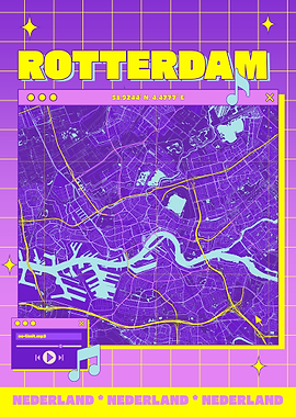 Rotterdam Map Art - Retro Style