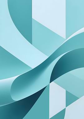 Abstract Teal Geometric Paper Art