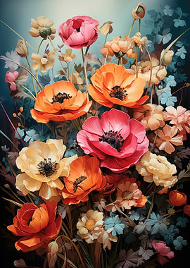 Floral Arrangement with Poppies and Daisies