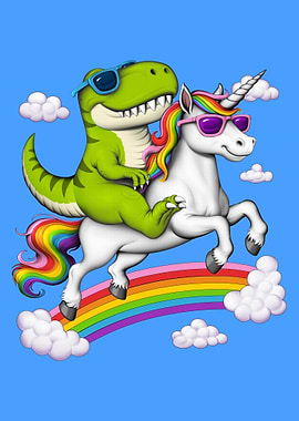 T-Rex Dinosaur Riding Unicorn