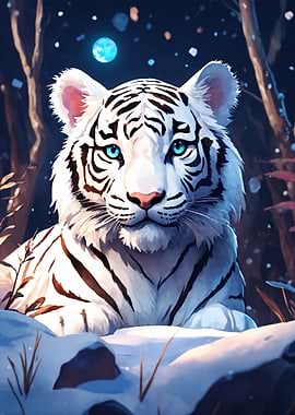 White Tiger in Winter Landscape