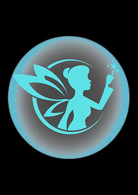 Turquoise Fairy Silhouette in Circle