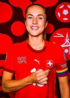 Smiling Soccer Player in Red Jersey