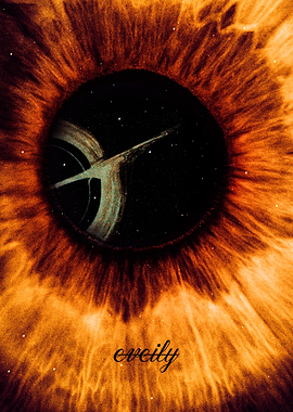 Eye with Saturn and stars