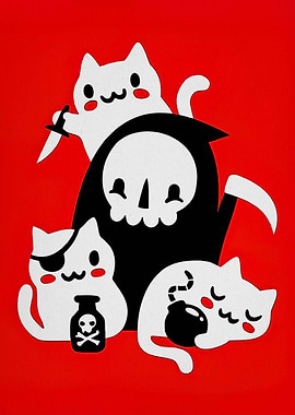Cute Grim Reaper Cat Cartoon