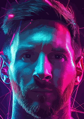 Lionel Messi Neon Portrait
