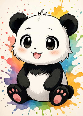Panda Watercolor Splashes