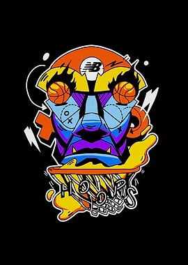 Abstract Basketball Art with New Balance Logo