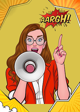 Woman with Megaphone Pop Art Illustration