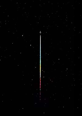 Airplane with Rainbow Trail in Space