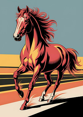 Running Horse Illustration Pop Art
