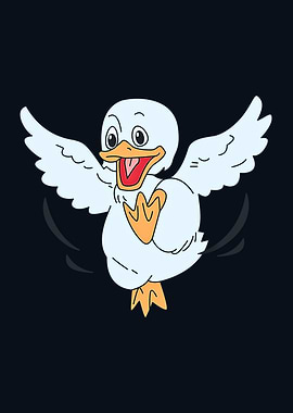 Cartoon Duck with Open Wings