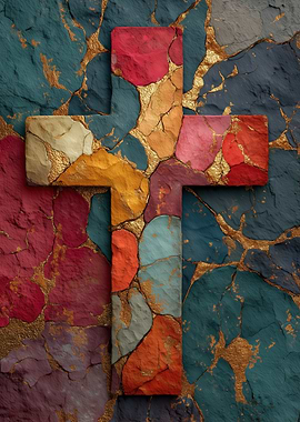 Colorful Marble Christian Cross