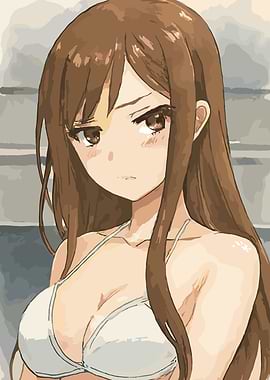 Anime Girl in White Bikini Top