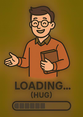 Funny Loading Hug Cartoon Illustration Future Teacher To be Poster