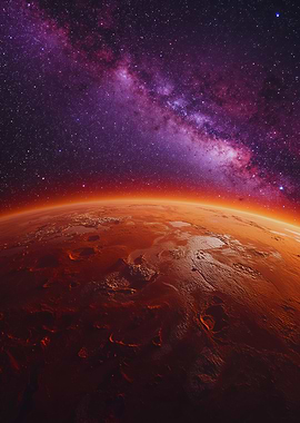 Mars and Milky Way Galaxy
