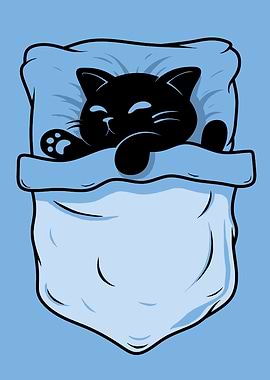 Sleeping Cat in Pocket Illustration