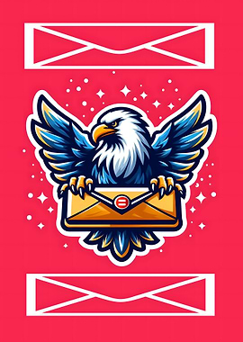 Eagle Delivering Mail Cartoon Illustration