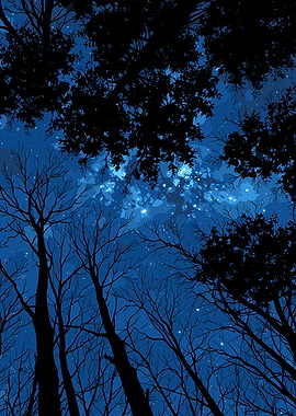 Night Sky Through Trees