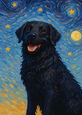 labrador in Starry Night Art