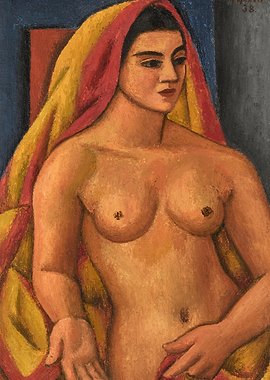 Nude Woman with Drapery Painting