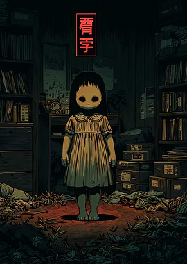 Creepy Doll in Dark Room