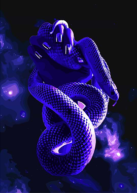Coiled Snake in Cosmic Purple