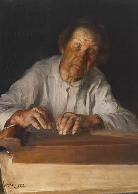 Elderly Man Working, Painting