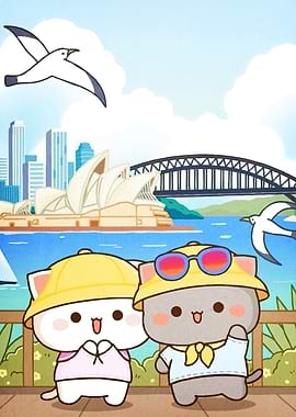 Cartoon Cats Visiting Sydney