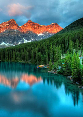 Cutout Wall Art Mountain Lake Reflection at Sunrise