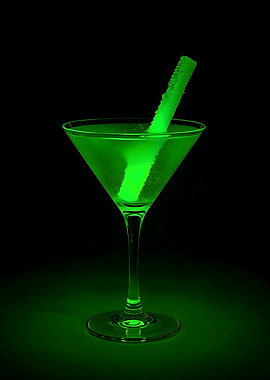 Green Martini with Glowing Stick