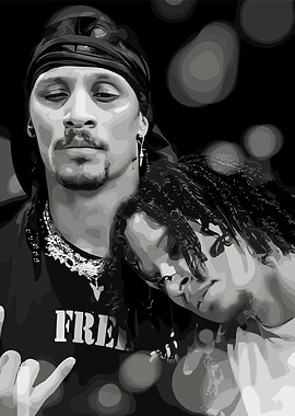 Black and White Portrait of Two People