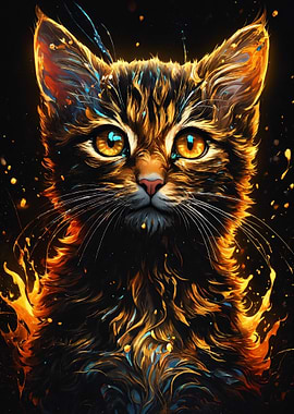 Fiery Cat Portrait