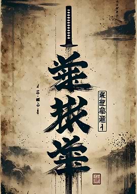 Japanese Calligraphy with Katana Illustration