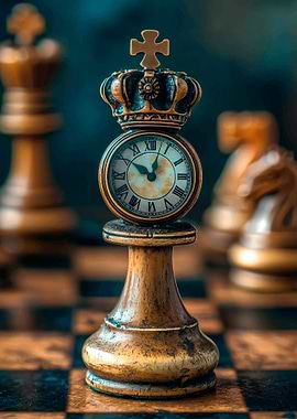 Chess Piece Clock with Crown